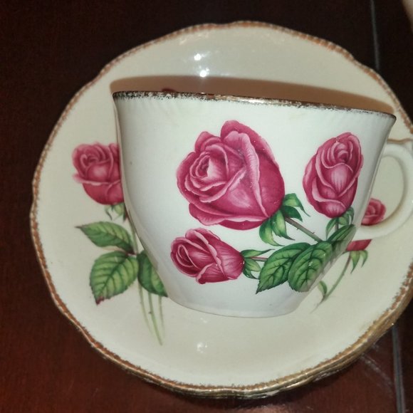Vintage Anniversary Rose dishes Staffordshire England Royal Swan - Picture 4 of 9